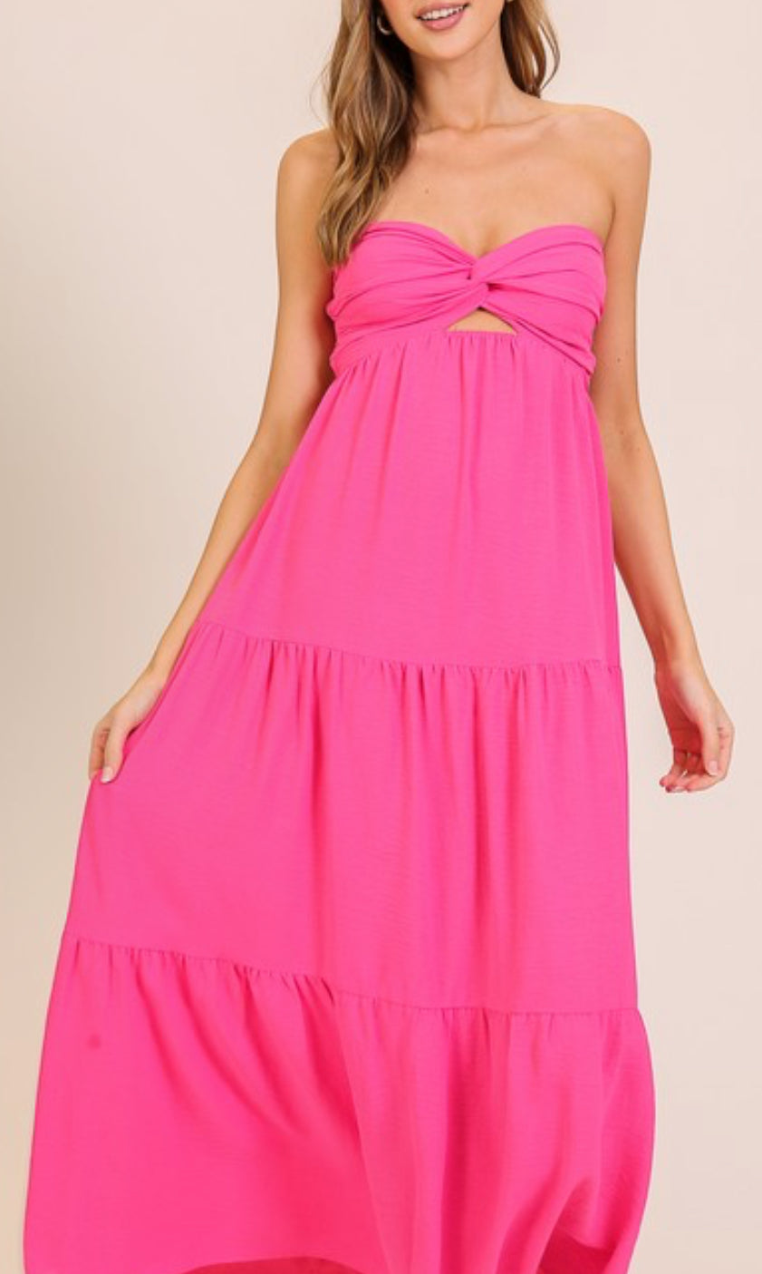 Hot pink strapless maxi summer dress Small Hot pink strapless maxi summer dress Small