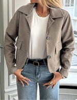 Jasmin Taupe Faux Suede Cropped Jacket