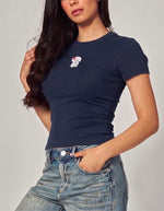 Navy Blue Puppy Graphic Baby Tee