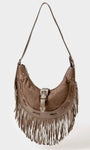 Fringe Suede Western Shoulder Bag- brown