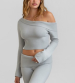 Jasmin two piece knit pant set sold separately- Light gray