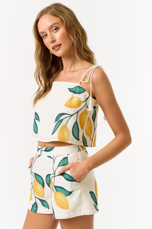 . Lemon Print Summer Set (Top + Shorts)