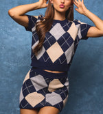 Olivia Plaid Knit Skirt Set