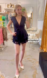 Midnight lace mini Romper-navy