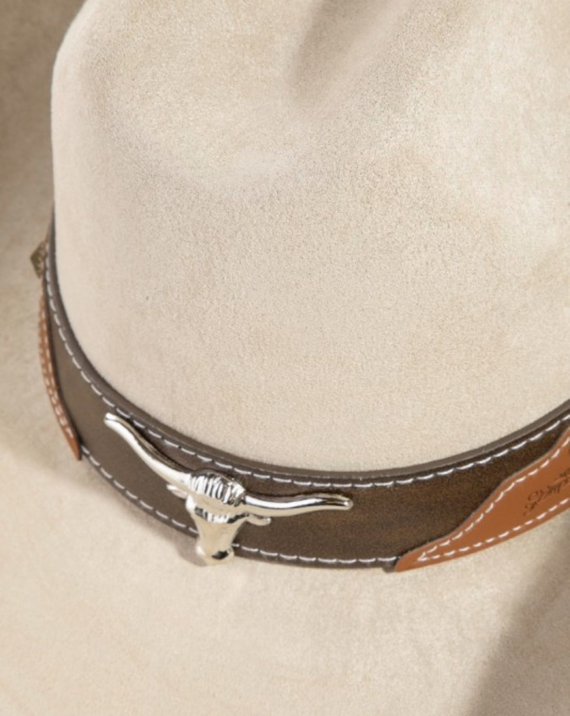 Western Suede Cowboy Hat with Longhorn Detail