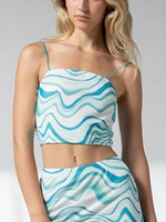 Blue Wave Print mesh Crop Top |and skirt set. Sold separately