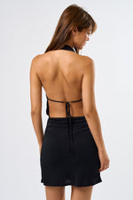 After dark halter drape mini dress -navy