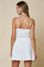 White Lace Trim bra insert Cowl Neck Mini Dress