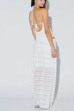 White Lace Open Back Halter Top