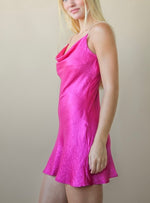 Metallic Cowl Neck Mini Slip Dress
Available Colors: Hot Pink, Emerald Green & Black