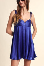 Royal Blue Satin Mini Dress