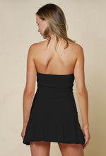 Strapless Ruched lacey Mini Dress - Black & White