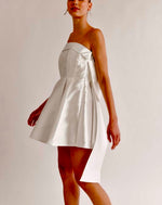Satin Strapless Bow Back Mini Dress  black - white