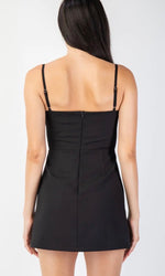 Black tailored tube Mini Dress with front pockets