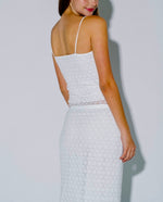 White Textured Two Piece Maxi Skirt Set, sold separately
