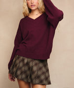 Beatrice Maroon V-Neck Sweater