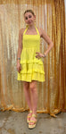 Yellow teared sundress  with smocked front