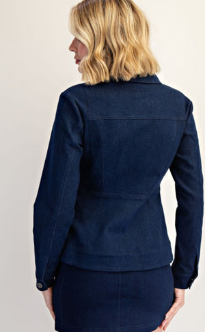 Buckle Up Denim jacket -navy blue