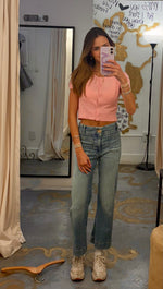 Cropped short sleeve knit Cardigan Top. ivory- yellow- pink