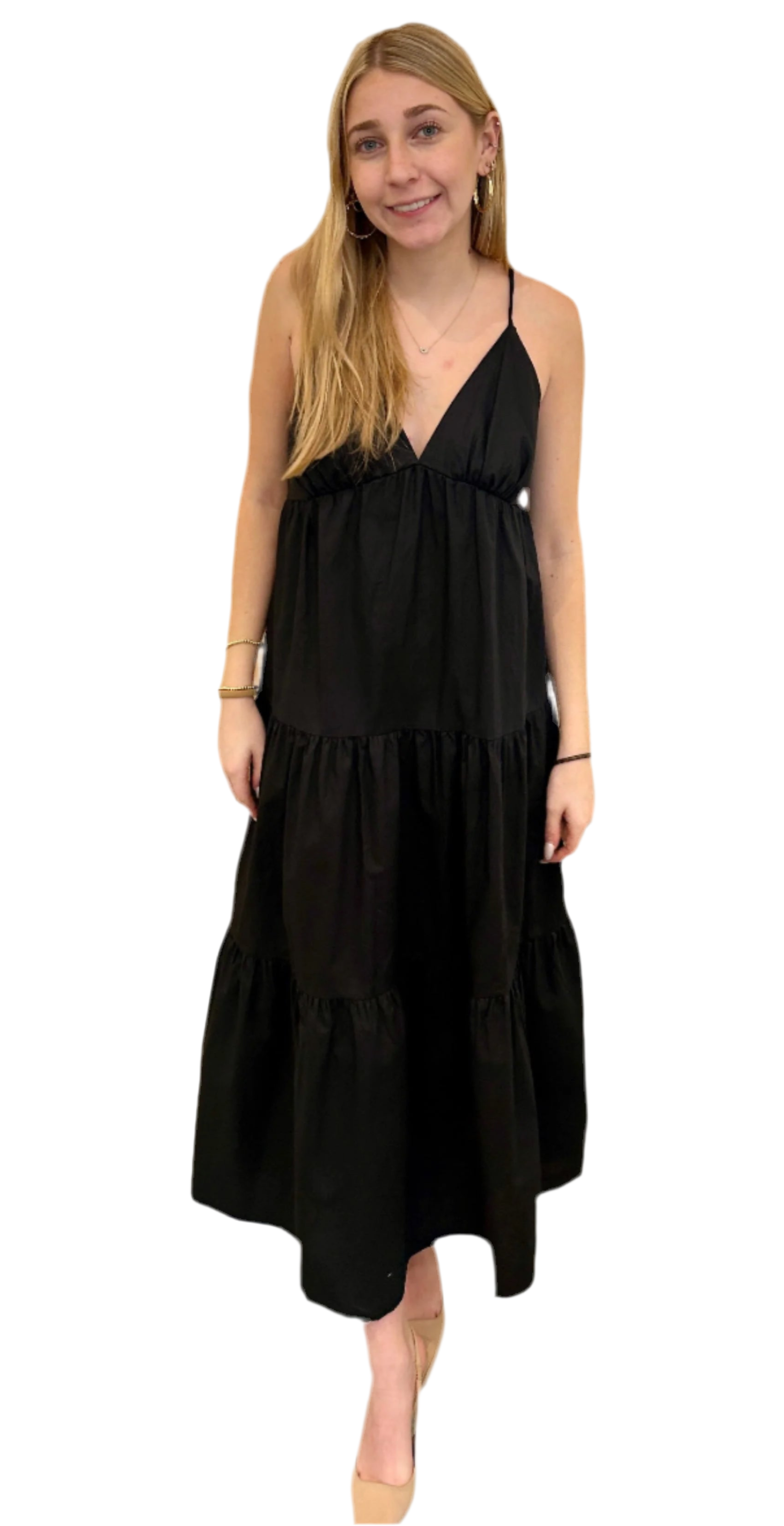 Black maxi summer dress with spaghetti straps Large / Black Black maxi summer dress with spaghetti straps Large / Black