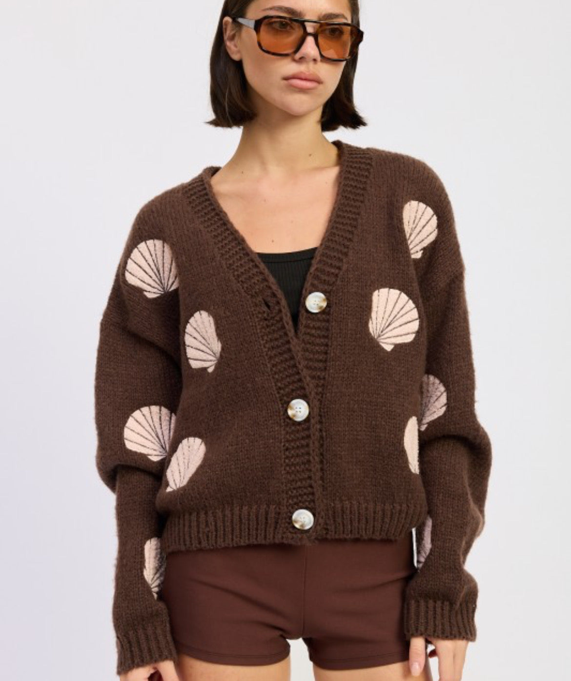 Shell Knit Cardigan – Chocolate