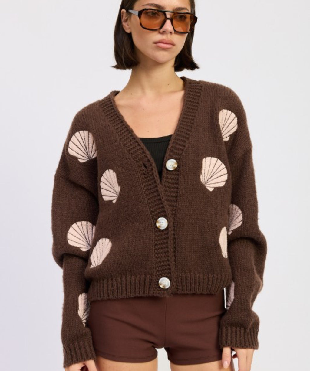 Shell Knit Cardigan – Chocolate