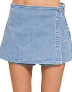 Camila Crossover Denim Skort- blue