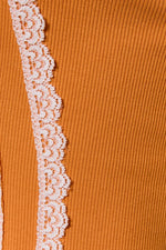 Orange Lace Trim Off-Shoulder Top
