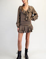 Taupe Satin Layered Mini Skirt 🤎