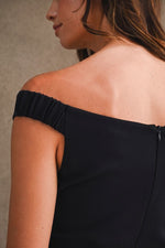 Black Off-Shoulder Fitted Top