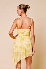 Yellow Floral Asymmetrical Mini Dress