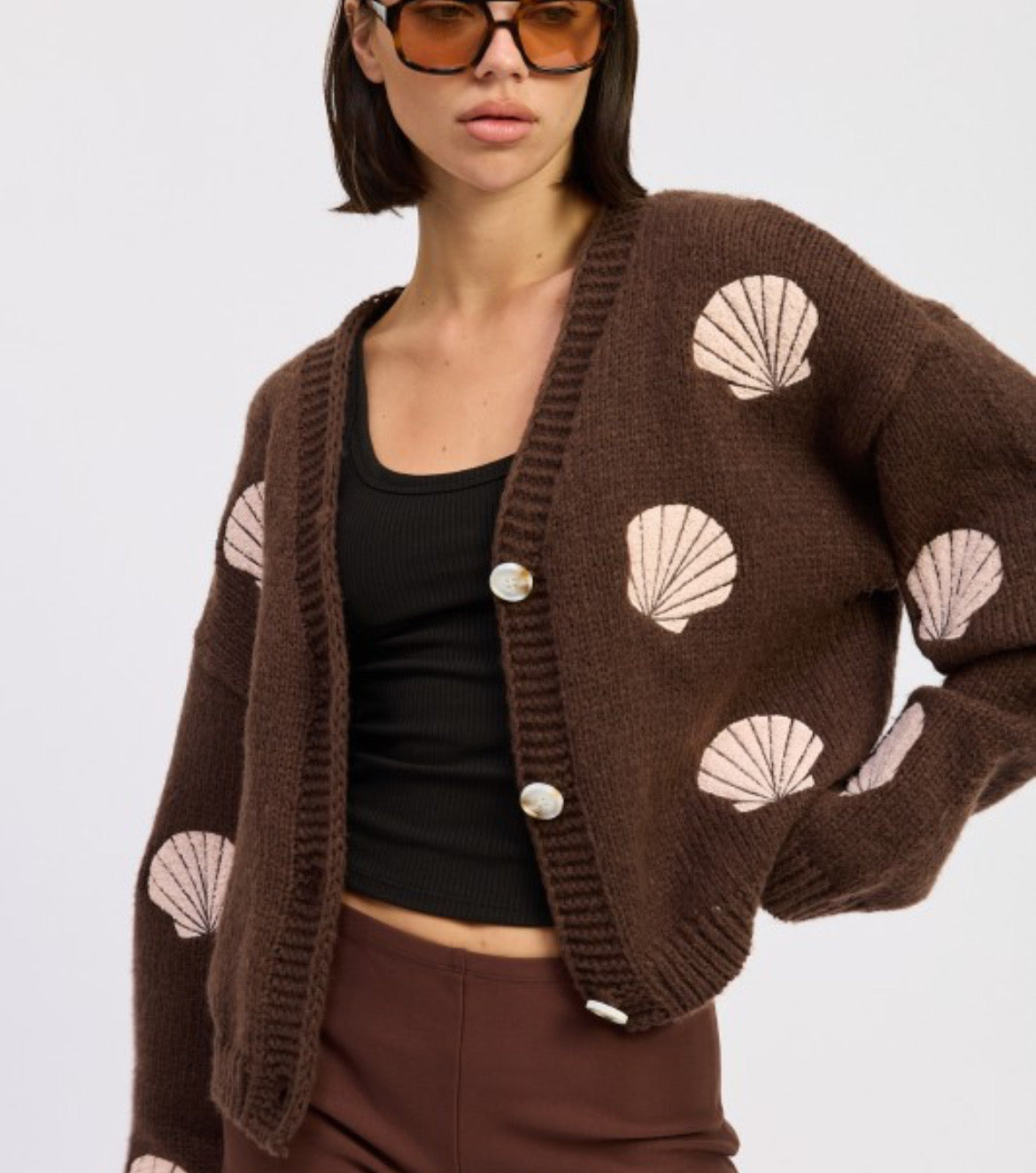Shell Knit Cardigan – Chocolate