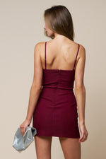 Burgundy Gold Bead Mini Dress