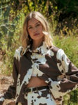 🐄 1️⃣ Cow Print Cropped Jacket