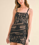 Paris black lace mini dress
