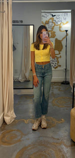 Cropped short sleeve knit Cardigan Top. ivory- yellow- pink
