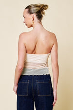 Cream beaded Strapless Top