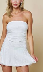 Strapless Ruched lacey Mini Dress - Black & White