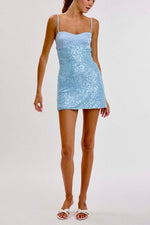 Light Blue Sequin Mini Dress