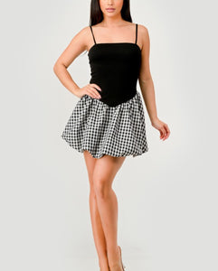 Gingham Contrast Mini bubble Dress