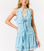 Skyfall Ruffle Halter Mini Dress
