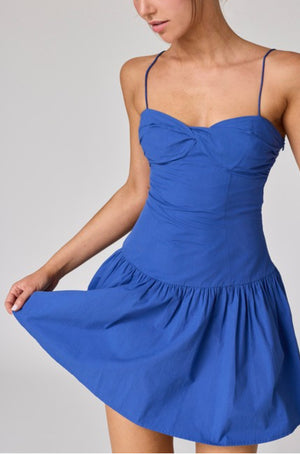 Electric Bloom Mini Dress- cobalt blue