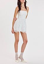 Black Lace Strapless Mini Dress black-red white