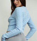 Blue baby cable knit sweater- sky blue