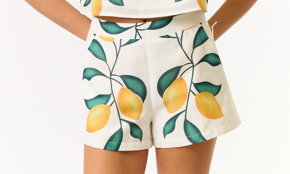 Lemon Print Summer Set (Top + Shorts)