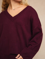Beatrice Maroon V-Neck Sweater