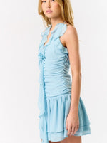 Skyfall Ruffle Halter Mini Dress