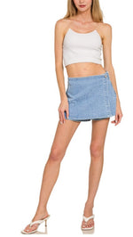 Camila Crossover Denim Skort- blue