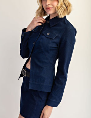 Buckle Up Denim jacket -navy blue