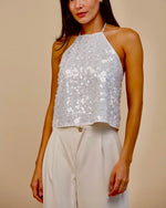 White Sequin Halter Top